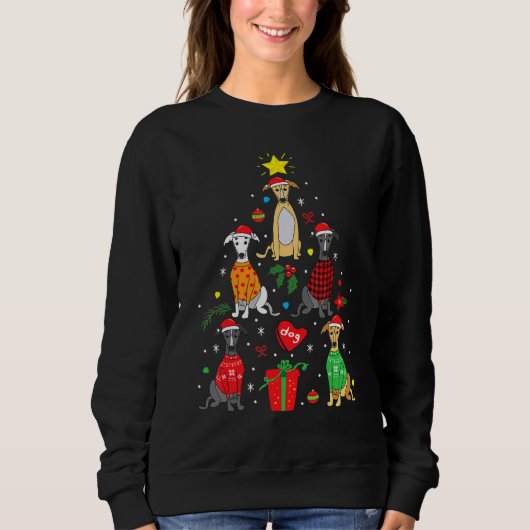 Greyhound Christmas Tree Dog Sweatshirt (Vorderseite)