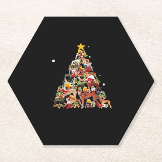 Greyhound Christmas Tree Lights Funny Dog Xmas Gif Untersetzer (Vorderseite)