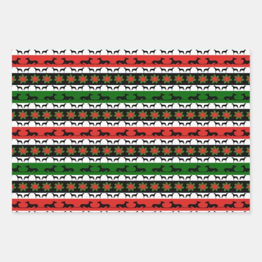 Greyhound Christmas Variation Geschenkpapier Set (Vorderseite)