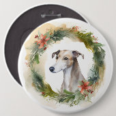 Greyhound Christmas Wreath Festive Pup Button (Vorne & Hinten)