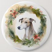 Greyhound Christmas Wreath Festive Pup Button (Vorderseite)