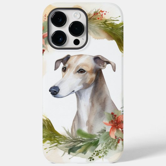 Greyhound Christmas Wreath Festive Pup Case-Mate iPhone Hülle (Rückseite)