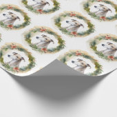 Greyhound Christmas Wreath Festive Pup Geschenkpapier (Ecke)