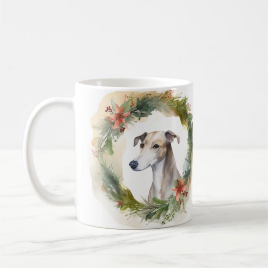 Greyhound Christmas Wreath Festive Pup Kaffeetasse (Links)