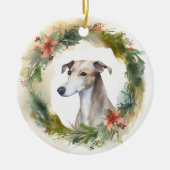 Greyhound Christmas Wreath Festive Pup Keramik Ornament (Vorne)