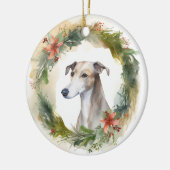 Greyhound Christmas Wreath Festive Pup Keramik Ornament (Links)