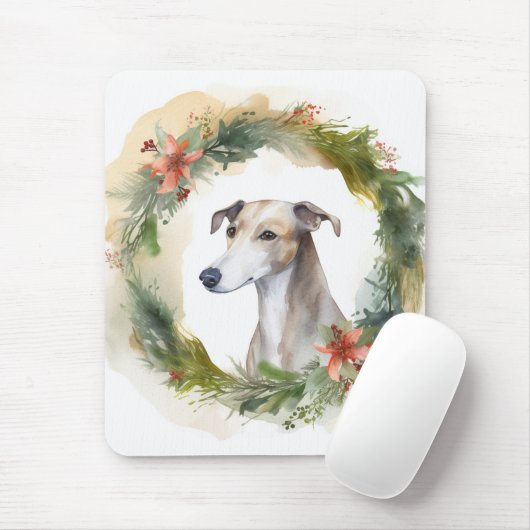 Greyhound Christmas Wreath Festive Pup Mousepad (Mit Mouse)
