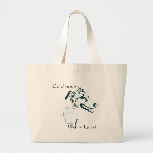 Greyhound Cold Nose Warmes Herz Jumbo Stoffbeutel (Vorne)