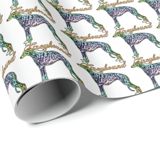 Greyhound Colorful Brindle Wrapping Paper Geschenkpapier (Rolleneckpunkt)