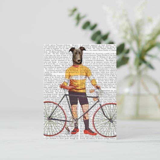 Greyhound Cyclist Postkarte (Stehend Vorderseite)