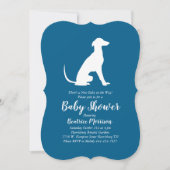 Greyhound Dog Baby Shower Boy Blue Einladung (Vorderseite)
