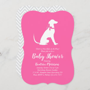 Greyhound Dog Baby Shower Girl Pink Einladung
