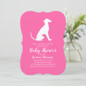 Greyhound Dog Baby Shower Girl Pink Einladung (Stehend Vorderseite)