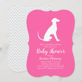 Greyhound Dog Baby Shower Girl Pink Einladung