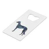 Greyhound Dog Black Watercolor Silhouette Geldbeutel Flaschenöffner (Vorderseite Schrägansicht)