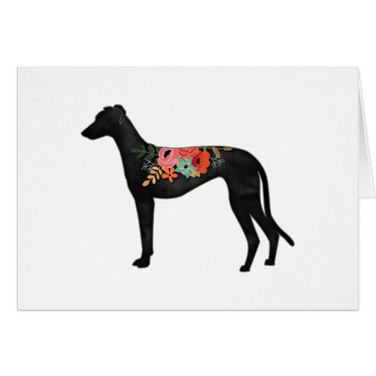 Greyhound Dog Breed Boho Floral Saddle Card (Vorderseite (Horizontal))