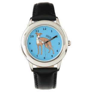 Greyhound dog cartoon illustration armbanduhr