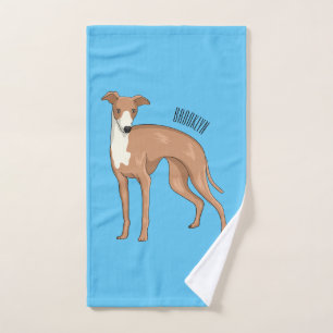 Greyhound dog cartoon illustration badhandtuch set
