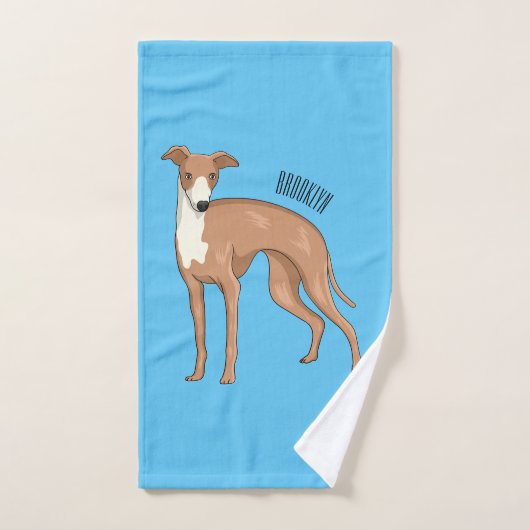 Greyhound dog cartoon illustration badhandtuch set (Handtuch)