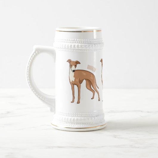 Greyhound dog cartoon illustration bierglas (Links)
