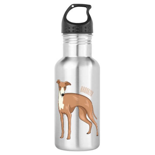 Greyhound dog cartoon illustration edelstahlflasche (Vorderseite)