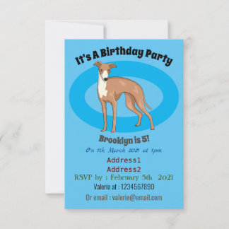 Greyhound dog cartoon illustration einladung