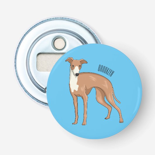 Greyhound dog cartoon illustration flaschenöffner (Vorderseite)