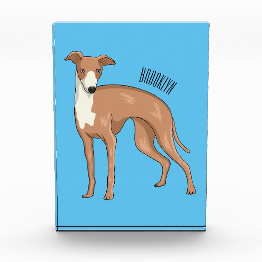 Greyhound dog cartoon illustration fotoblock (Vorderseite)