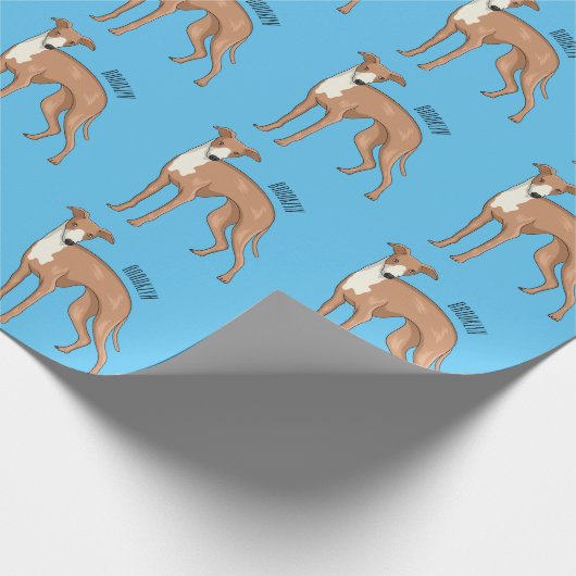 Greyhound dog cartoon illustration geschenkpapier (Ecke)