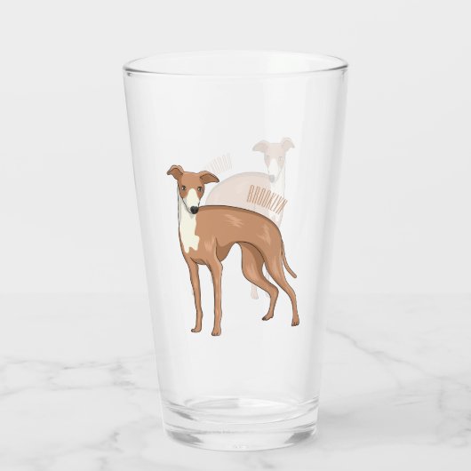 Greyhound dog cartoon illustration glas (Rückseite)