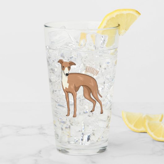 Greyhound dog cartoon illustration glas (Rückseite Ice)