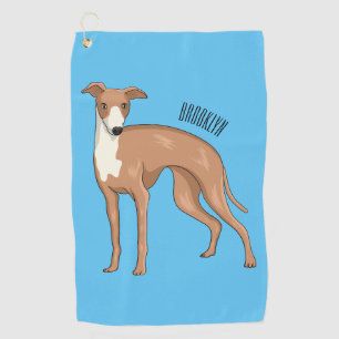 Greyhound dog cartoon illustration golfhandtuch