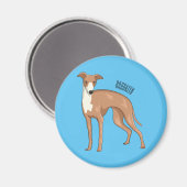 Greyhound dog cartoon illustration magnet (Vorderseite/Rückseite)