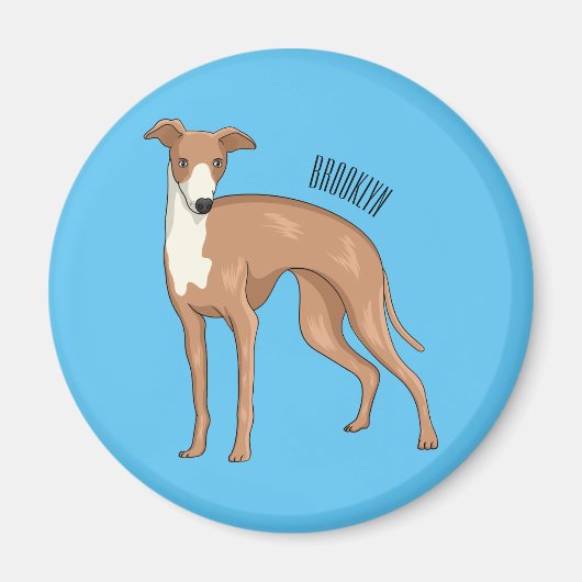 Greyhound dog cartoon illustration magnet (Vorne)
