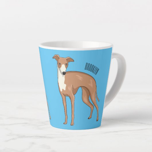 Greyhound dog cartoon illustration milchtasse (Rechte Ecke)