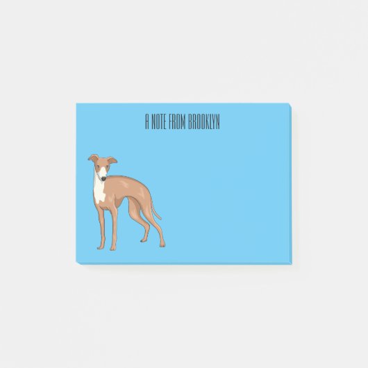 Greyhound dog cartoon illustration post-it klebezettel (Vorderseite)