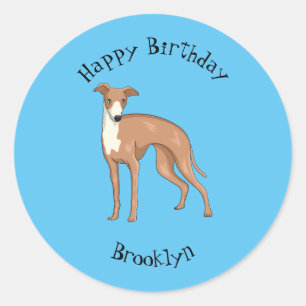 Greyhound dog cartoon illustration runder aufkleber