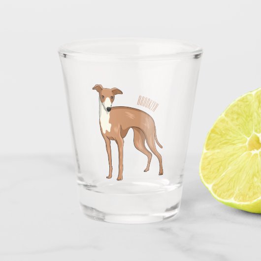 Greyhound dog cartoon illustration schnapsglas (Vorderseite)
