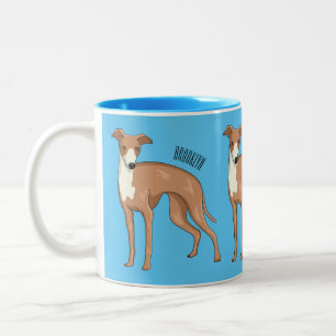 Greyhound dog cartoon illustration zweifarbige tasse