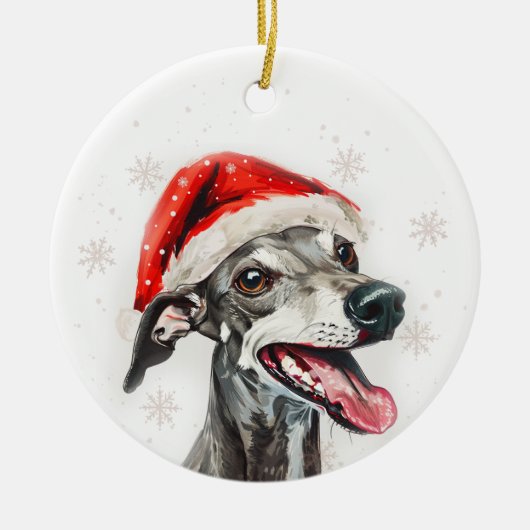 Greyhound Dog Christmas Personalized Keramik Ornament (Vorne)
