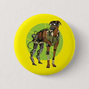 Greyhound Dog Cyborg Design Button