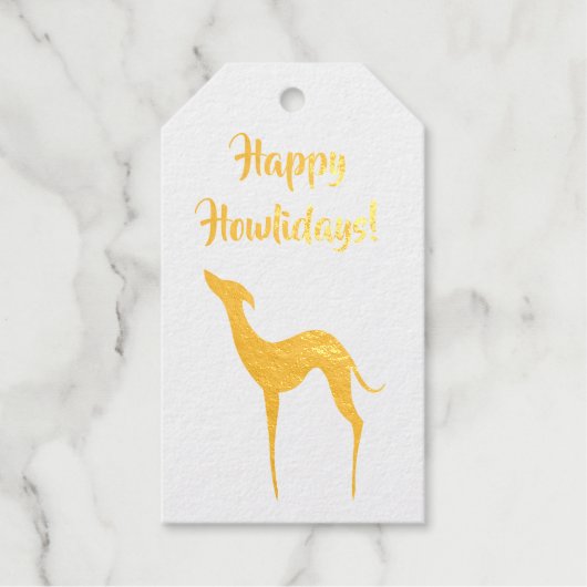 Greyhound Dog Elegante Silhouette Howlidays Geschenkanhänger (Vorderseite)