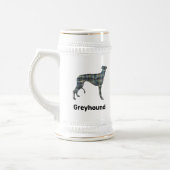 Greyhound Dog Gelb & Blau Gitter Linien Bierglas (Links)