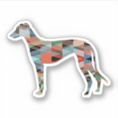 Greyhound Dog Geometric Muster Silhouette Kariert Aufkleber (Vorderseite)