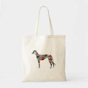 Greyhound Dog Geometric Muster Silhouette Kariert Tragetasche