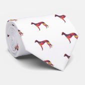 Greyhound Dog Geometric Muster Silhouette Multi Krawatte (Gerollt)