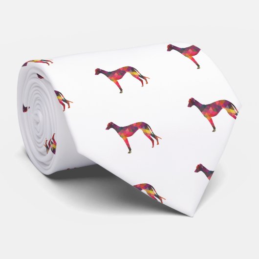 Greyhound Dog Geometric Muster Silhouette Multi Krawatte (Gerollt)