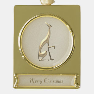 Greyhound Dog Gold Banner-Ornament Gold