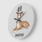 Greyhound Dog Illustration  Große Wanduhr (Winkel)