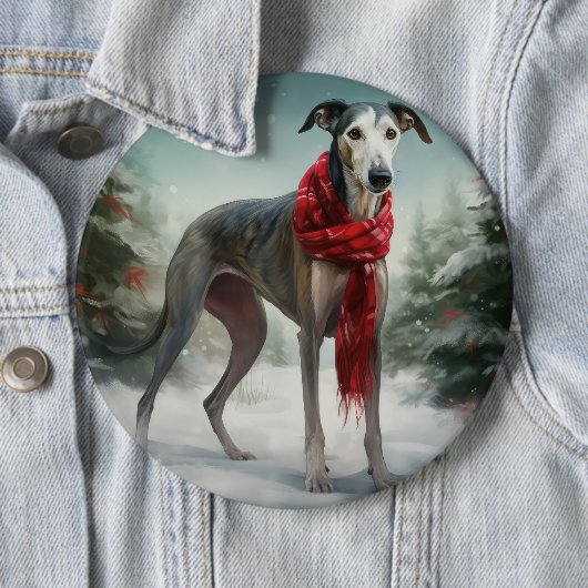 Greyhound Dog in Schneehocht Button (Beispiel)